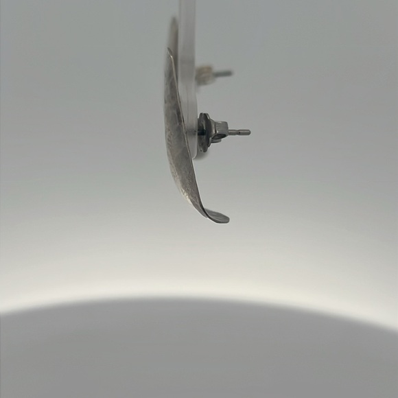 Sterling Silver Hammered Triangle Fashion Earrings - Picture 2 of 5